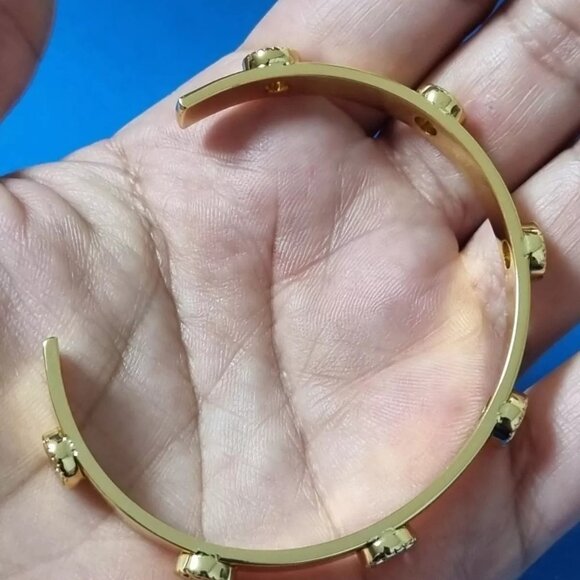 (SOLD)Tory Burch Gold Tone Bangle Cuff Bracelet - Picture 5 of 8